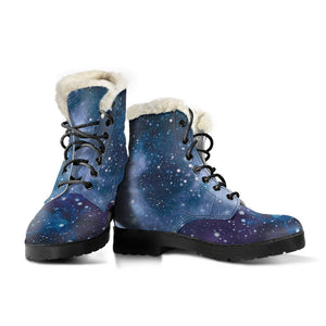 Blue Cloud Starfield Galaxy Space Print Comfy Boots GearFrost