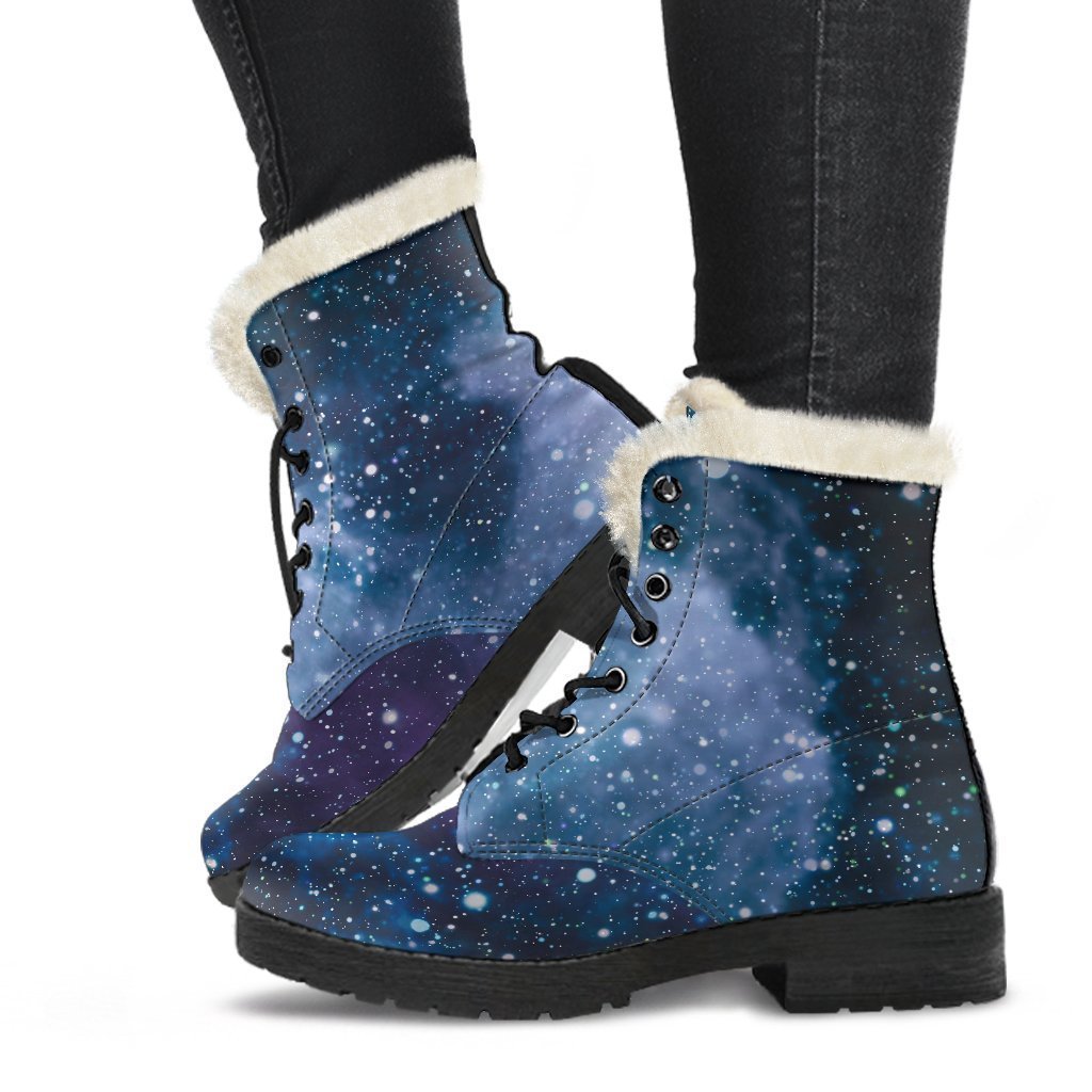 Blue Cloud Starfield Galaxy Space Print Comfy Boots GearFrost