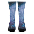 Blue Cloud Starfield Galaxy Space Print Crew Socks