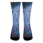 Blue Cloud Starfield Galaxy Space Print Crew Socks