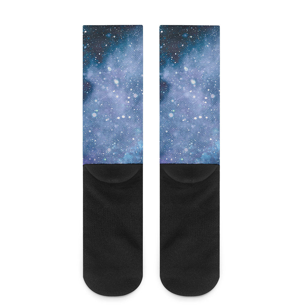 Blue Cloud Starfield Galaxy Space Print Crew Socks