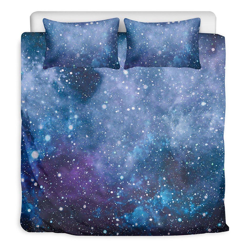 Blue Cloud Starfield Galaxy Space Print Duvet Cover Bedding Set