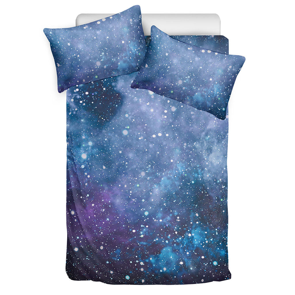Blue Cloud Starfield Galaxy Space Print Duvet Cover Bedding Set