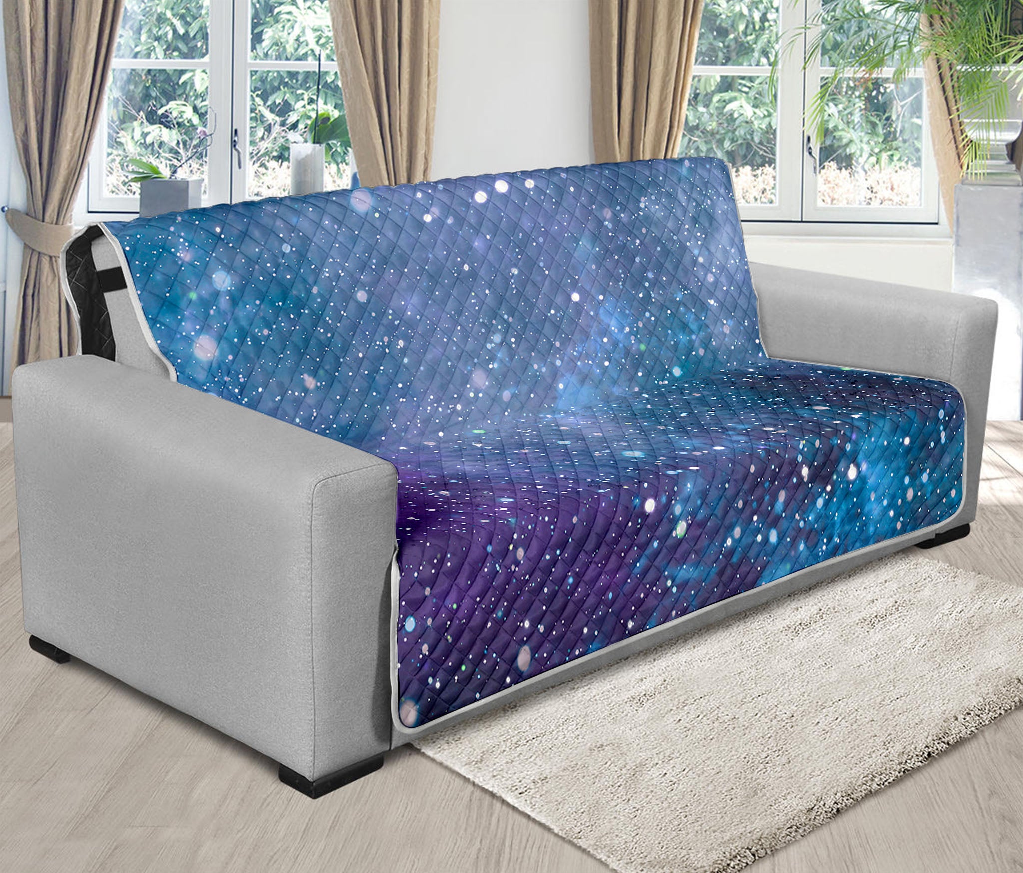 Blue Cloud Starfield Galaxy Space Print Futon Protector