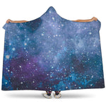 Blue Cloud Starfield Galaxy Space Print Hooded Blanket