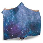 Blue Cloud Starfield Galaxy Space Print Hooded Blanket