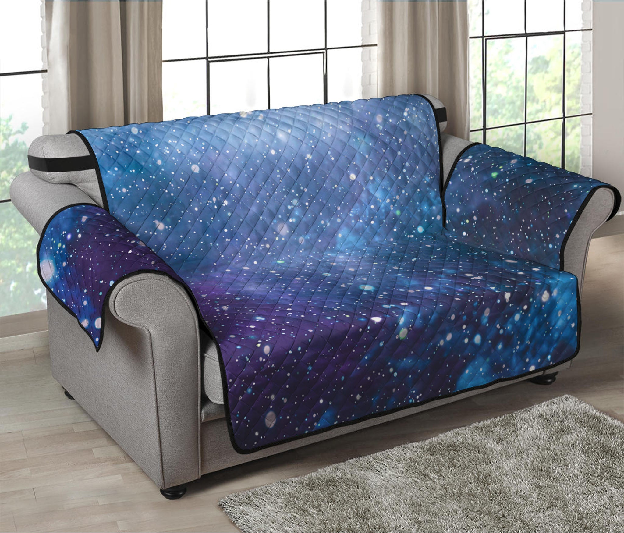 Blue Cloud Starfield Galaxy Space Print Loveseat Protector