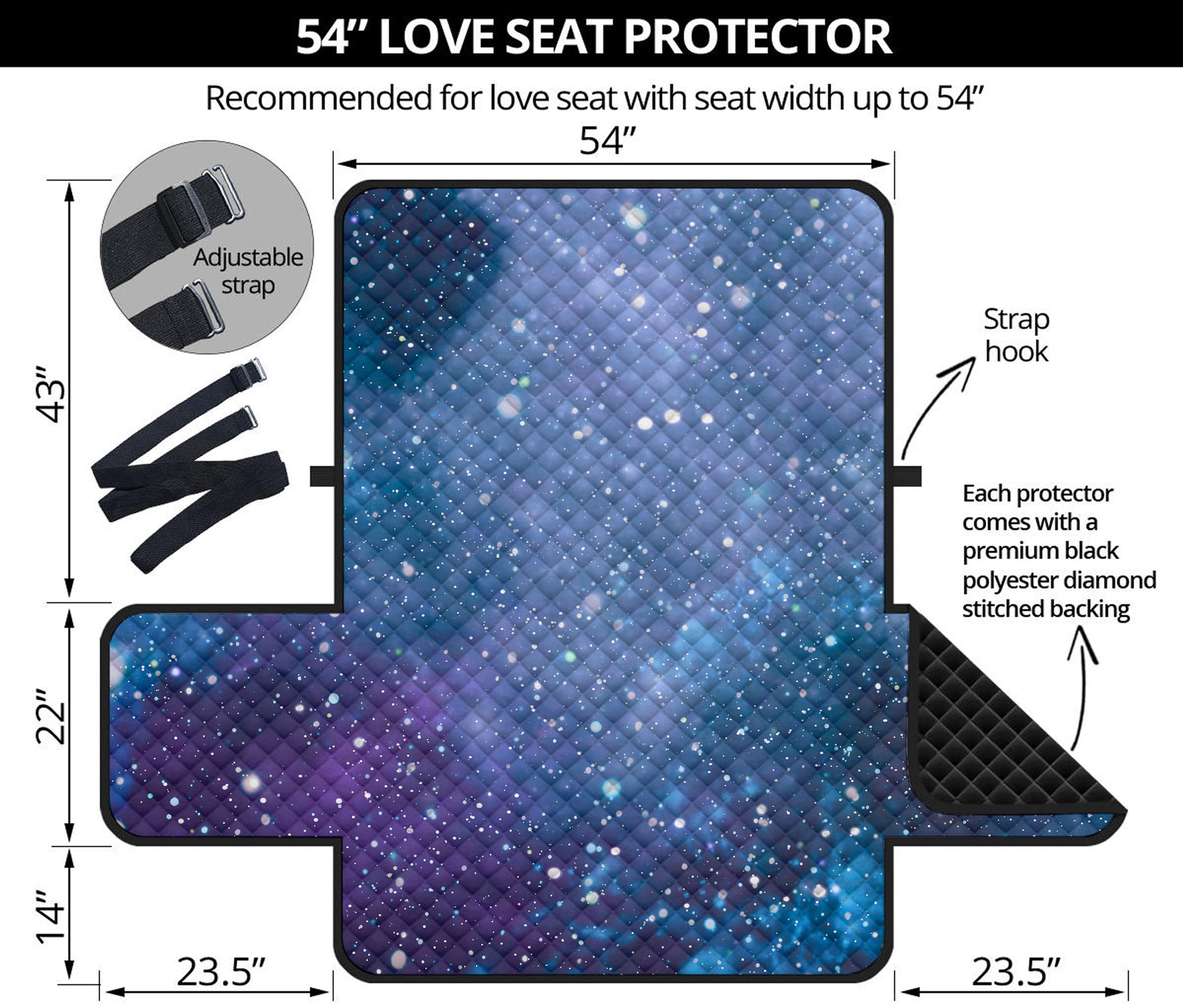 Blue Cloud Starfield Galaxy Space Print Loveseat Protector