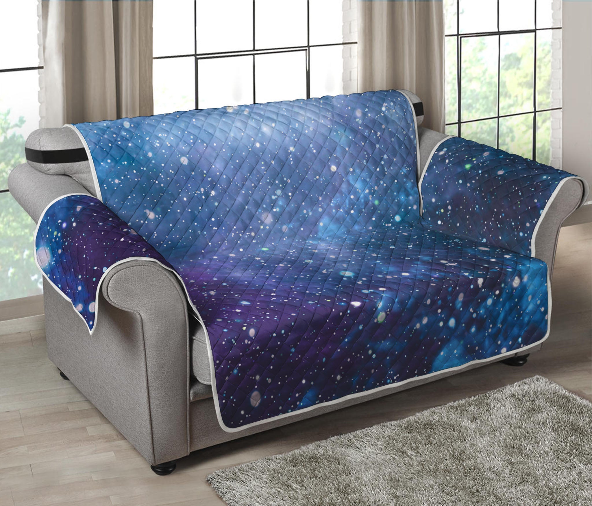 Blue Cloud Starfield Galaxy Space Print Loveseat Protector