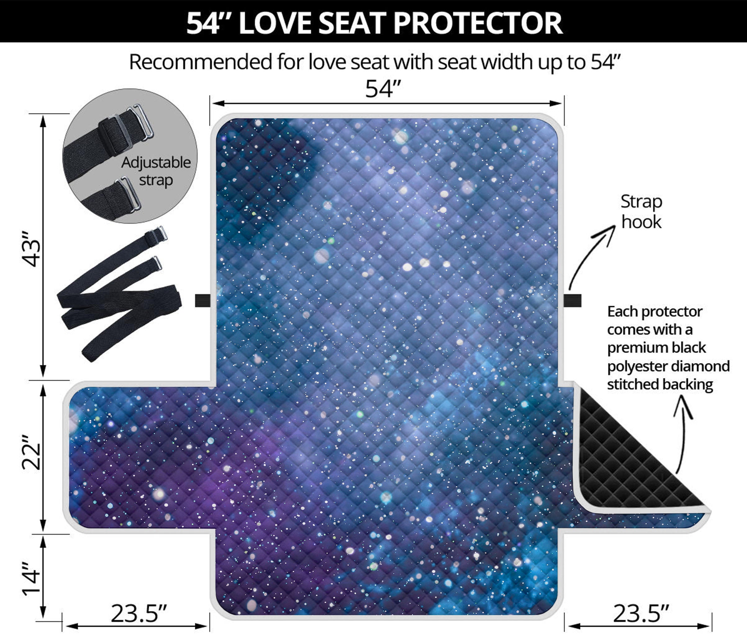 Blue Cloud Starfield Galaxy Space Print Loveseat Protector