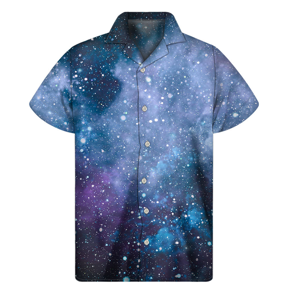 Blue Cloud Starfield Galaxy Space Print Men's Short Sleeve Shirt