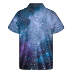 Blue Cloud Starfield Galaxy Space Print Men's Short Sleeve Shirt