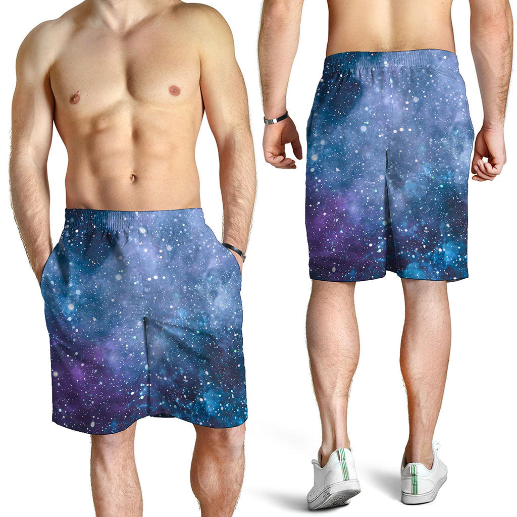 Blue Cloud Starfield Galaxy Space Print Men's Shorts