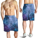 Blue Cloud Starfield Galaxy Space Print Men's Shorts