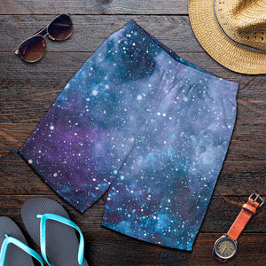 Blue Cloud Starfield Galaxy Space Print Men's Shorts