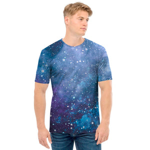 Blue Cloud Starfield Galaxy Space Print Men's T-Shirt