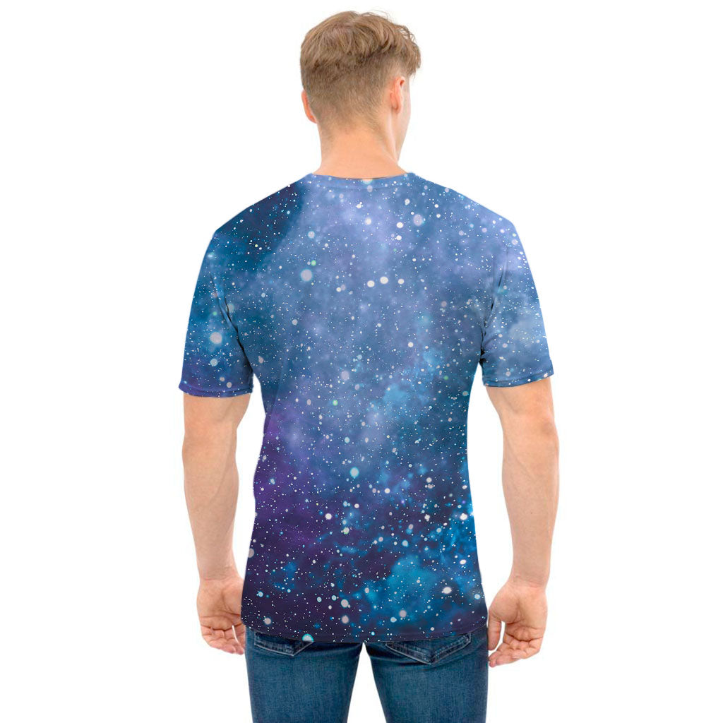 Blue Cloud Starfield Galaxy Space Print Men's T-Shirt