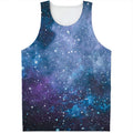 Blue Cloud Starfield Galaxy Space Print Men's Tank Top