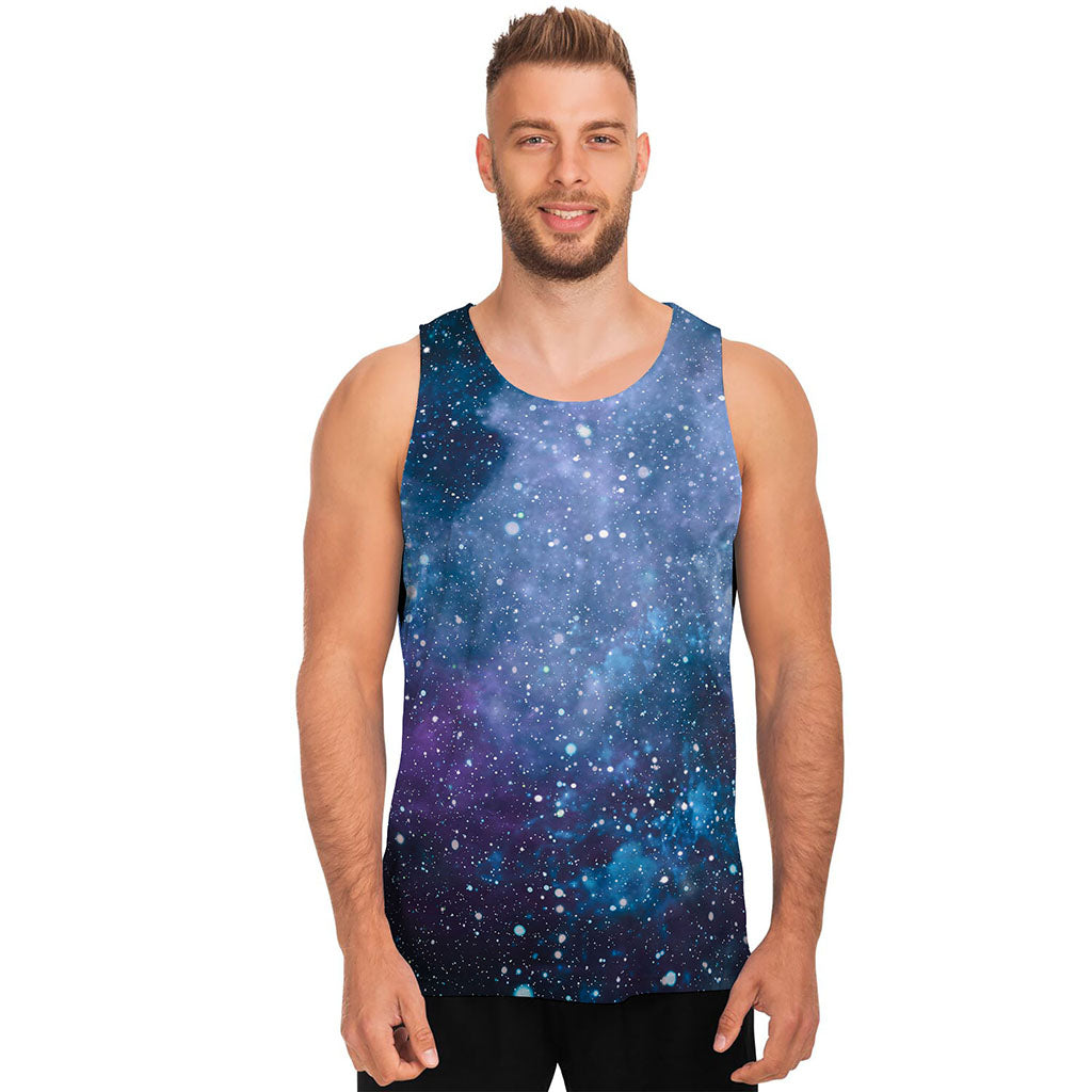 Blue Cloud Starfield Galaxy Space Print Men's Tank Top