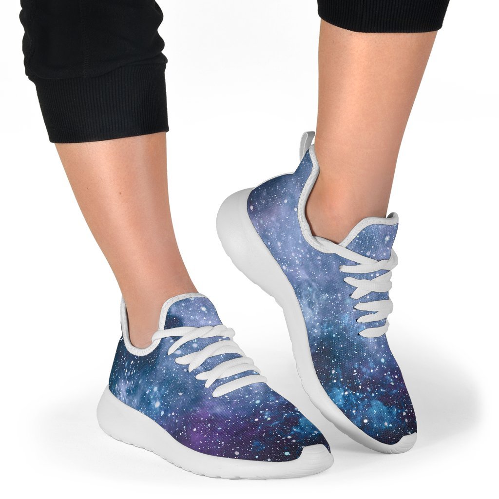 Blue Cloud Starfield Galaxy Space Print Mesh Knit Shoes GearFrost