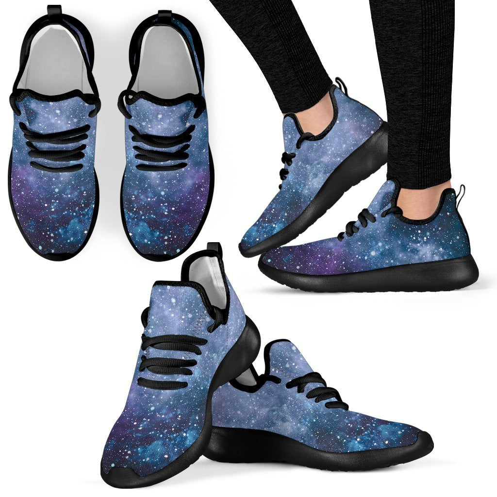 Blue Cloud Starfield Galaxy Space Print Mesh Knit Shoes GearFrost