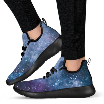 Blue Cloud Starfield Galaxy Space Print Mesh Knit Shoes GearFrost