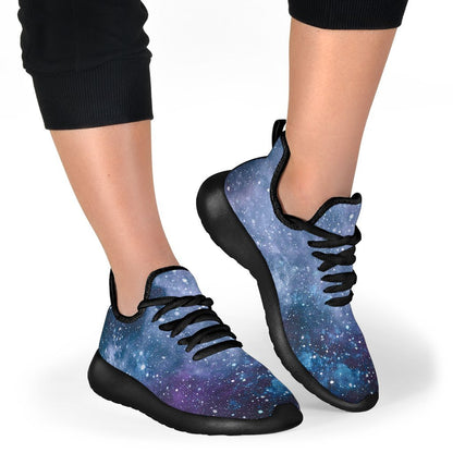 Blue Cloud Starfield Galaxy Space Print Mesh Knit Shoes GearFrost