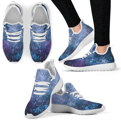 Blue Cloud Starfield Galaxy Space Print Mesh Knit Shoes GearFrost
