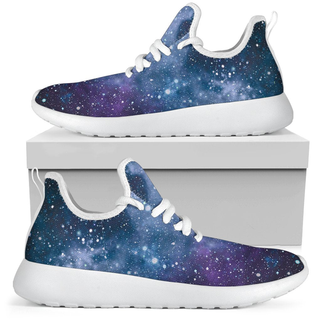 Blue Cloud Starfield Galaxy Space Print Mesh Knit Shoes GearFrost
