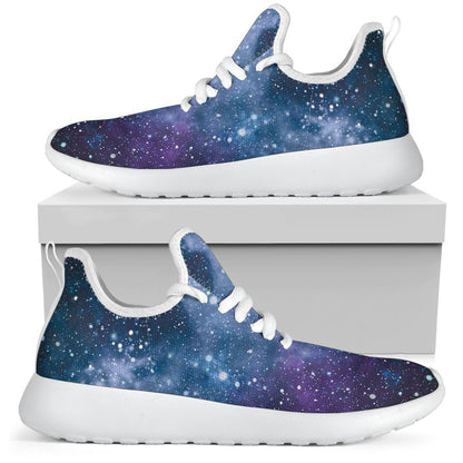 Blue Cloud Starfield Galaxy Space Print Mesh Knit Shoes GearFrost