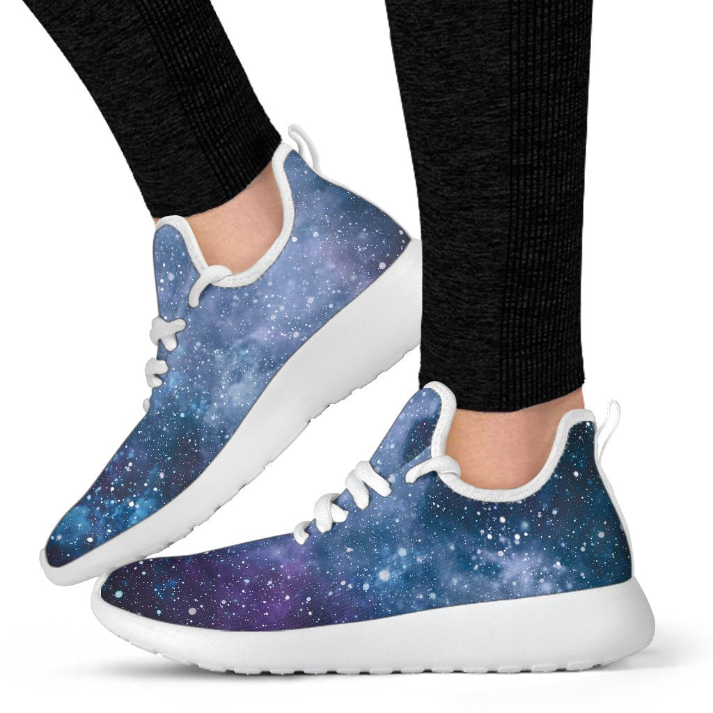 Blue Cloud Starfield Galaxy Space Print Mesh Knit Shoes GearFrost