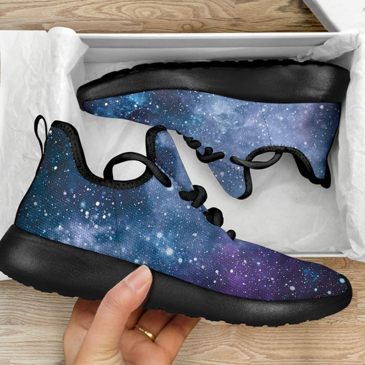Blue Cloud Starfield Galaxy Space Print Mesh Knit Shoes GearFrost