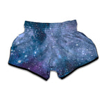 Blue Cloud Starfield Galaxy Space Print Muay Thai Boxing Shorts