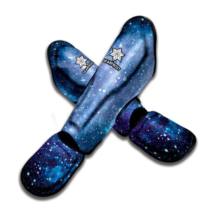 Blue Cloud Starfield Galaxy Space Print Muay Thai Shin Guard