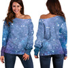 Blue Cloud Starfield Galaxy Space Print Off Shoulder Sweatshirt GearFrost