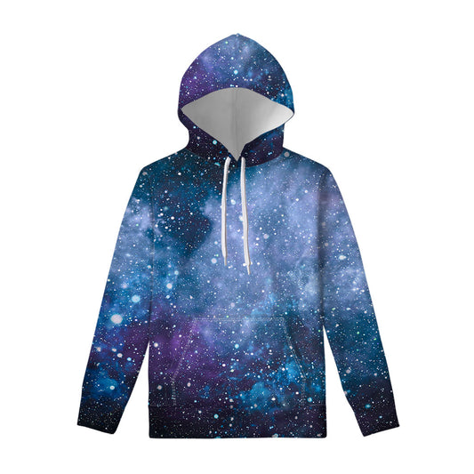 Blue Cloud Starfield Galaxy Space Print Pullover Hoodie