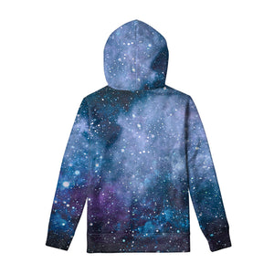 Blue Cloud Starfield Galaxy Space Print Pullover Hoodie