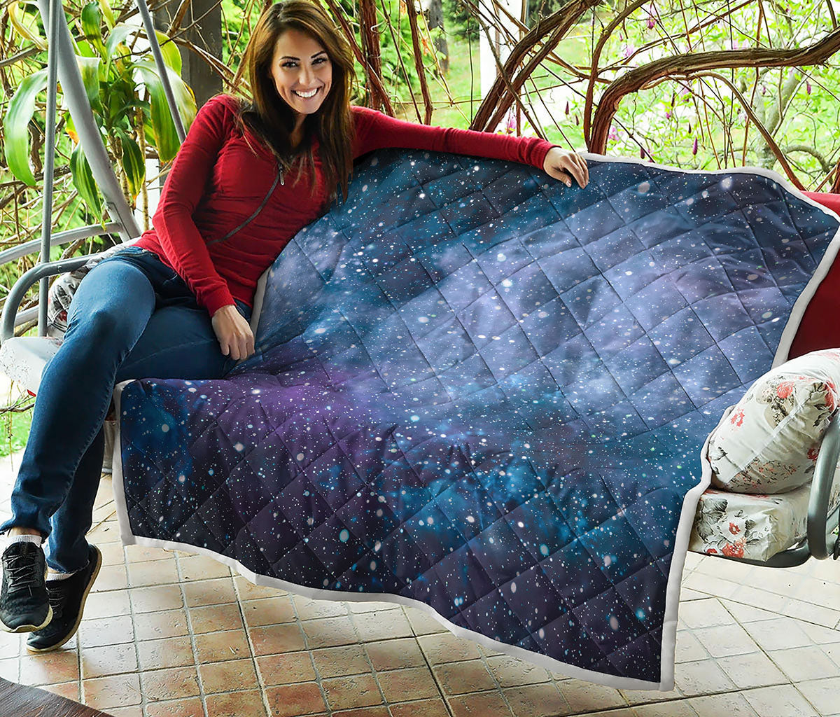 Blue Cloud Starfield Galaxy Space Print Quilt