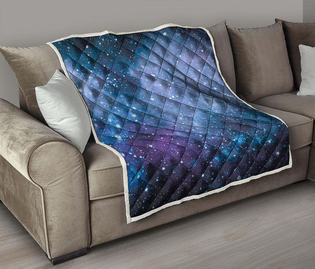 Blue Cloud Starfield Galaxy Space Print Quilt