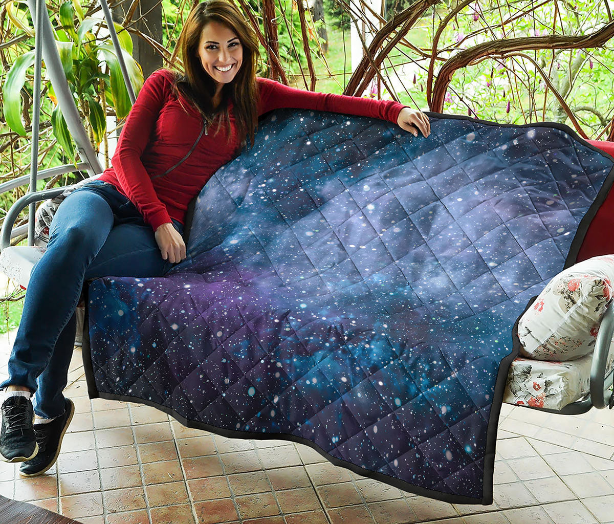 Blue Cloud Starfield Galaxy Space Print Quilt