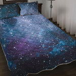 Blue Cloud Starfield Galaxy Space Print Quilt Bed Set