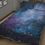 Blue Cloud Starfield Galaxy Space Print Quilt Bed Set