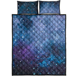 Blue Cloud Starfield Galaxy Space Print Quilt Bed Set