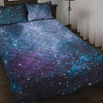 Blue Cloud Starfield Galaxy Space Print Quilt Bed Set