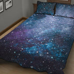 Blue Cloud Starfield Galaxy Space Print Quilt Bed Set