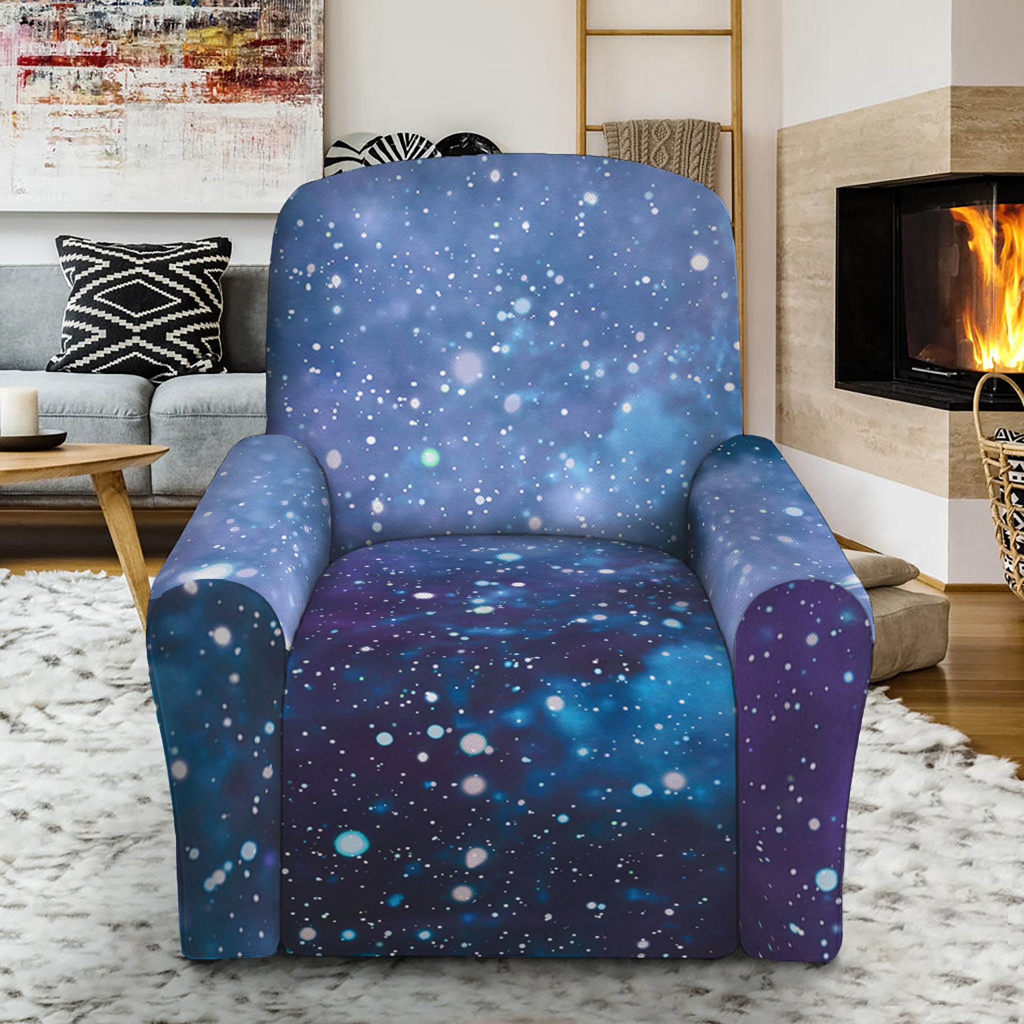 Blue Cloud Starfield Galaxy Space Print Recliner Slipcover