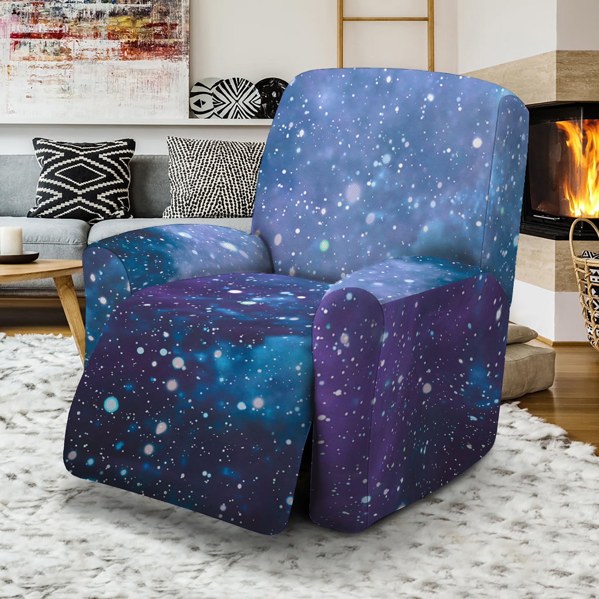 Blue Cloud Starfield Galaxy Space Print Recliner Slipcover