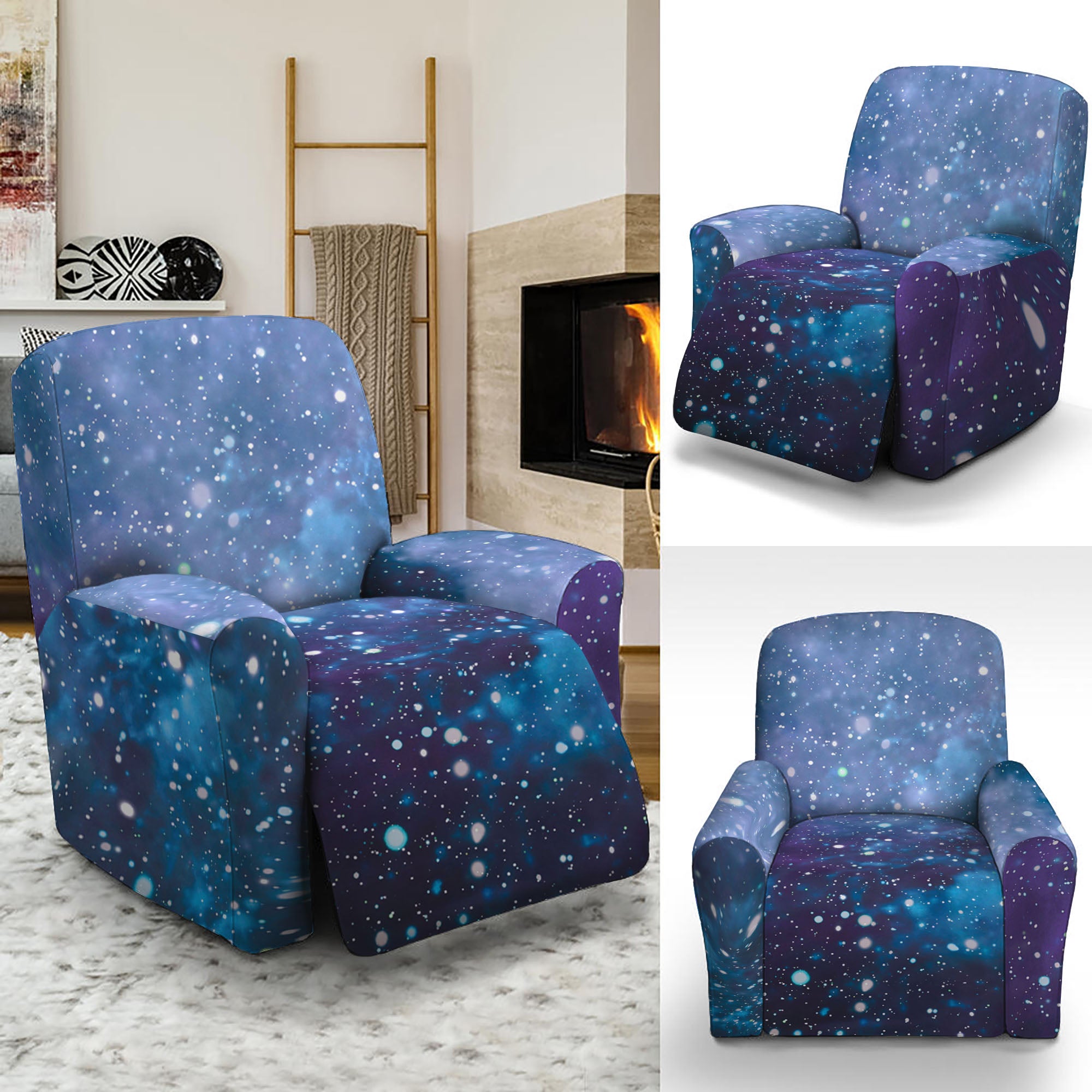 Blue Cloud Starfield Galaxy Space Print Recliner Slipcover