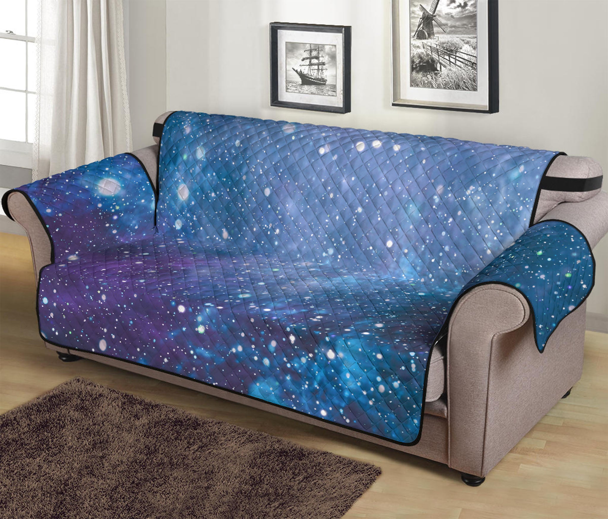 Blue Cloud Starfield Galaxy Space Print Sofa Protector