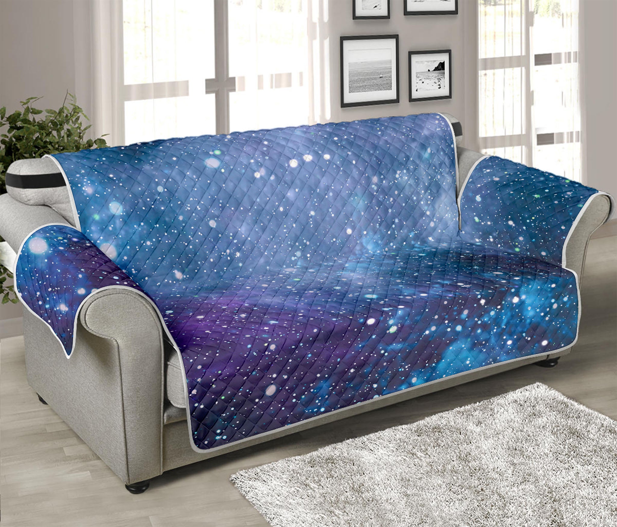 Blue Cloud Starfield Galaxy Space Print Sofa Protector